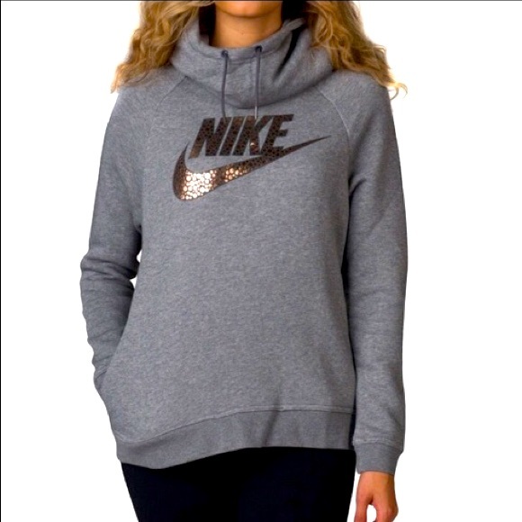 Nike Tops - Nike Funnel Neck Hoodie Sweatshirt Rose Gold